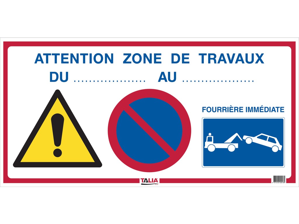 Panneau attention zone de travaux