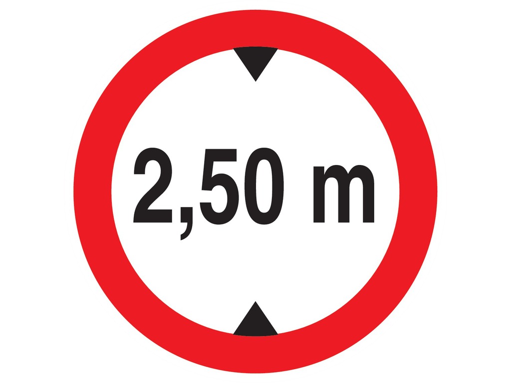 Interdit aux véhic. de plus de 2,50 m de haut