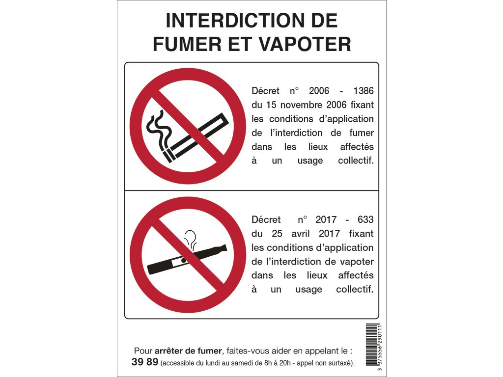 Interdiction de fumer et vapoter