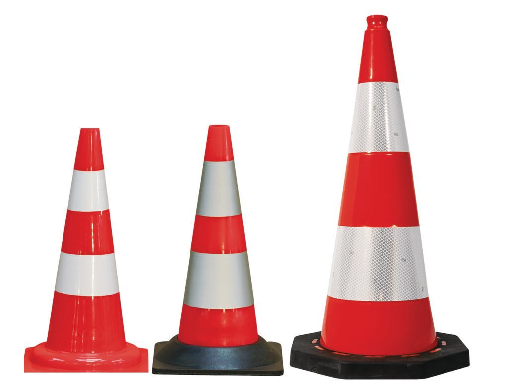 Cônes plastiques K5a avec bandes rétroréfléchissantes classe 2
