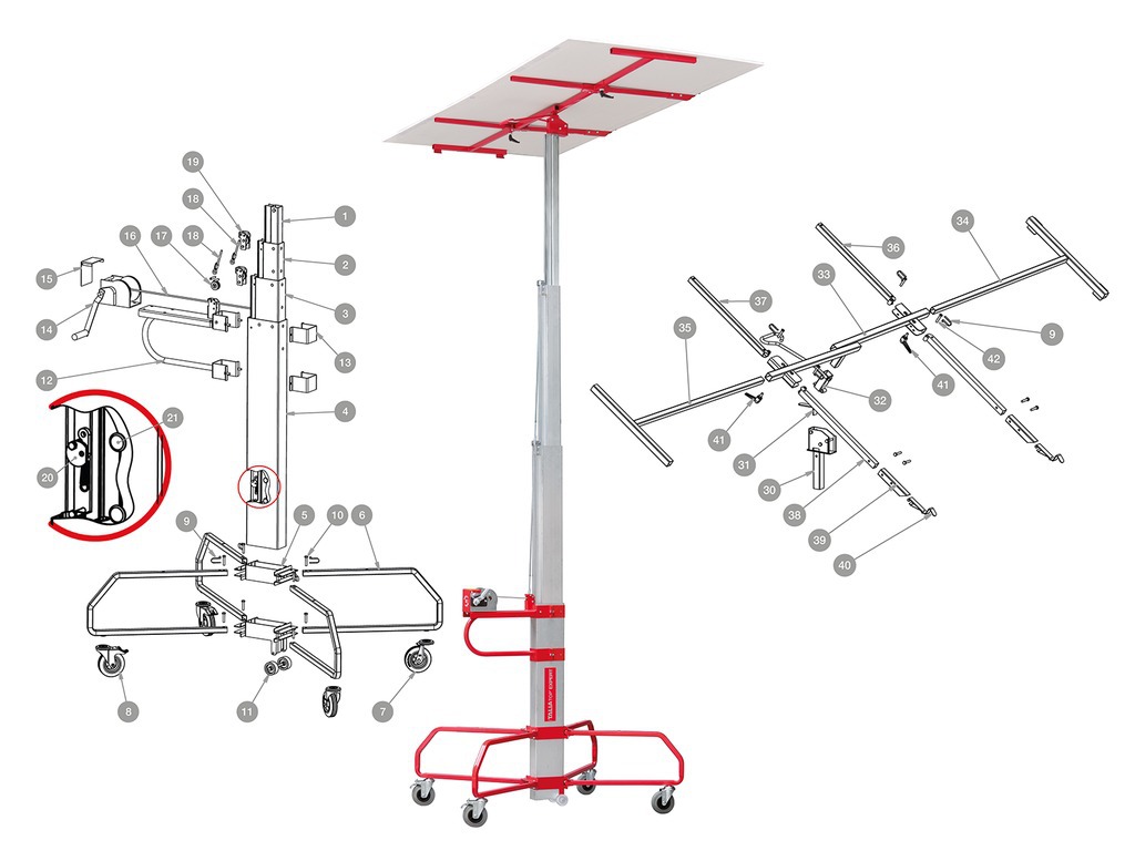 Pièce détachée - Roulette pivotante pour lève - plaques