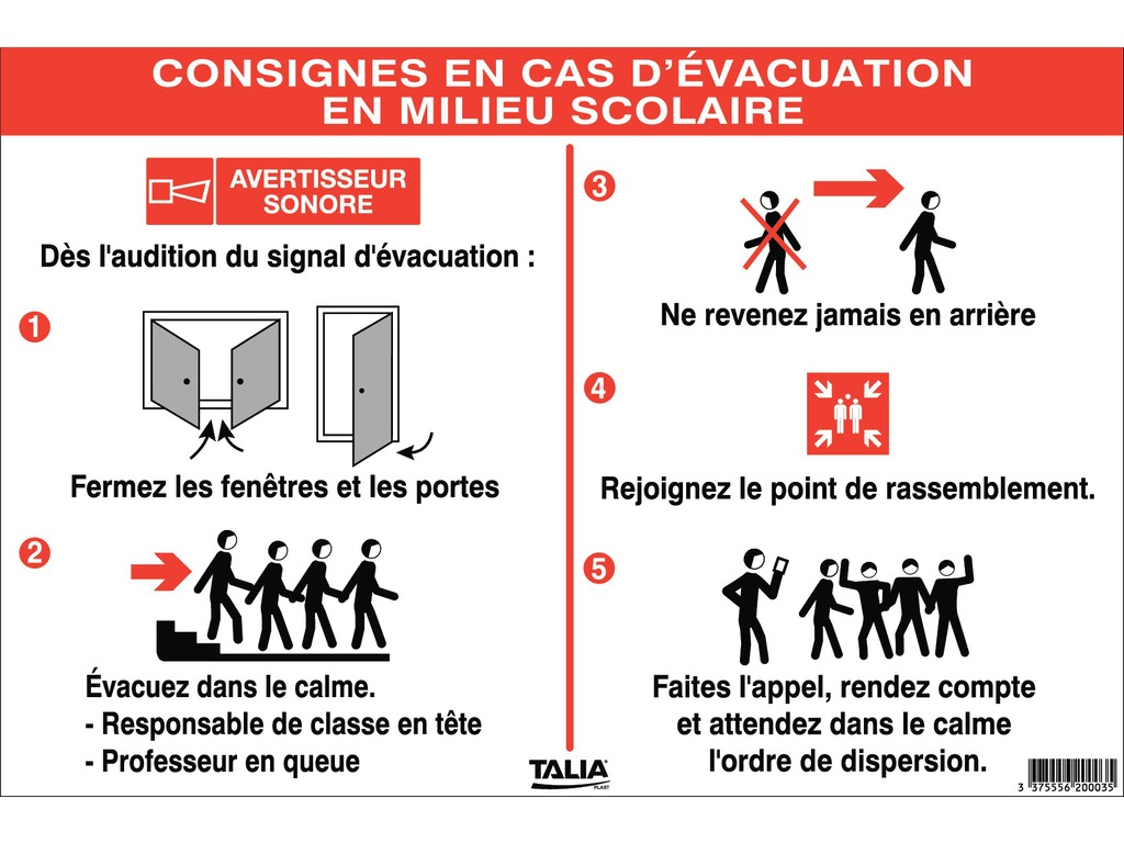 Consignes Incendie en cas d’évacuation en milieu scolaire