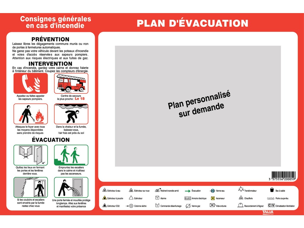 Consignes générales en cas d’incendie (sans plan d’évacuation  personnalisé)