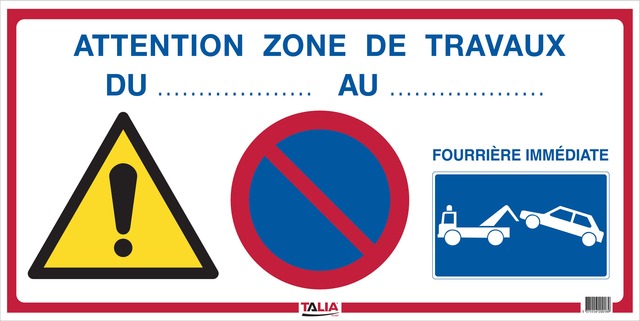 Panneau attention zone de travaux