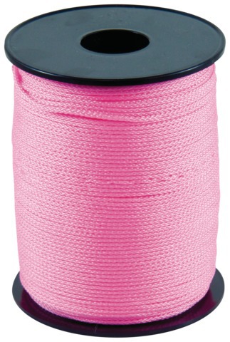 Cordeau tressé polypropylène fluo rose sur flasque