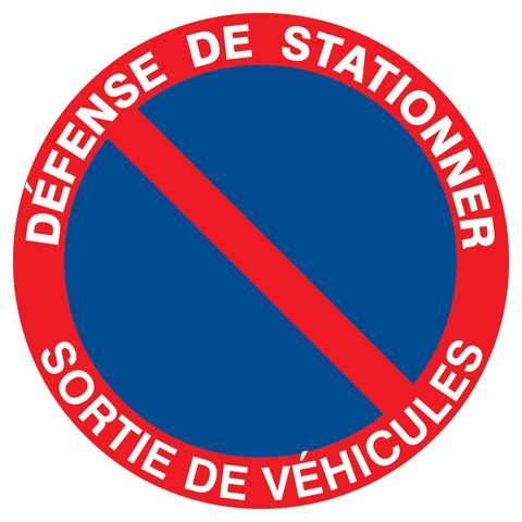 Défense de stationner sortie de véhicules