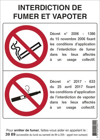 Interdiction de fumer et vapoter