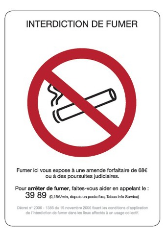 Interdiction de fumer + Décret