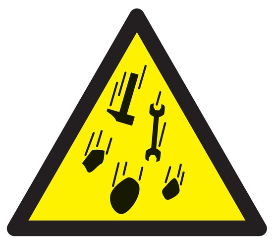 Danger risque de chute de matériel